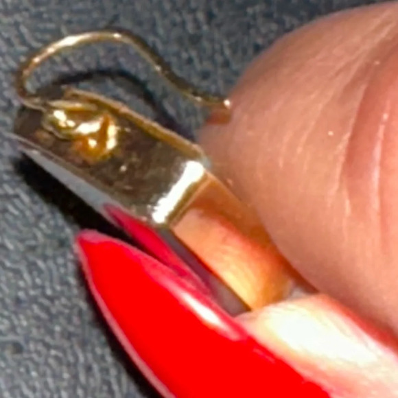 14K gold and gold druzzy triangle single earring - Picture 5 of 6